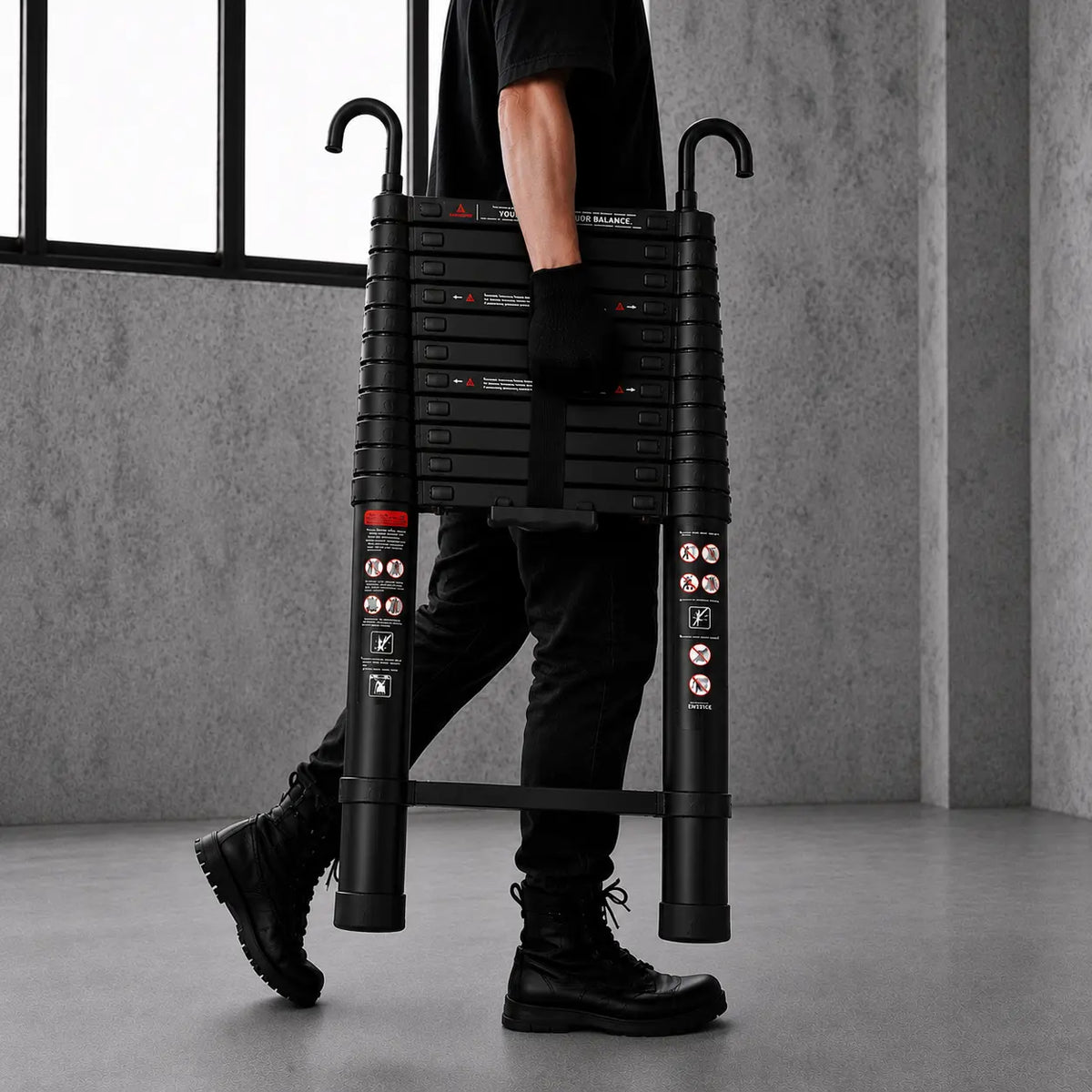 5m Pro Telescopic Ladder, Black | Expert Ladders