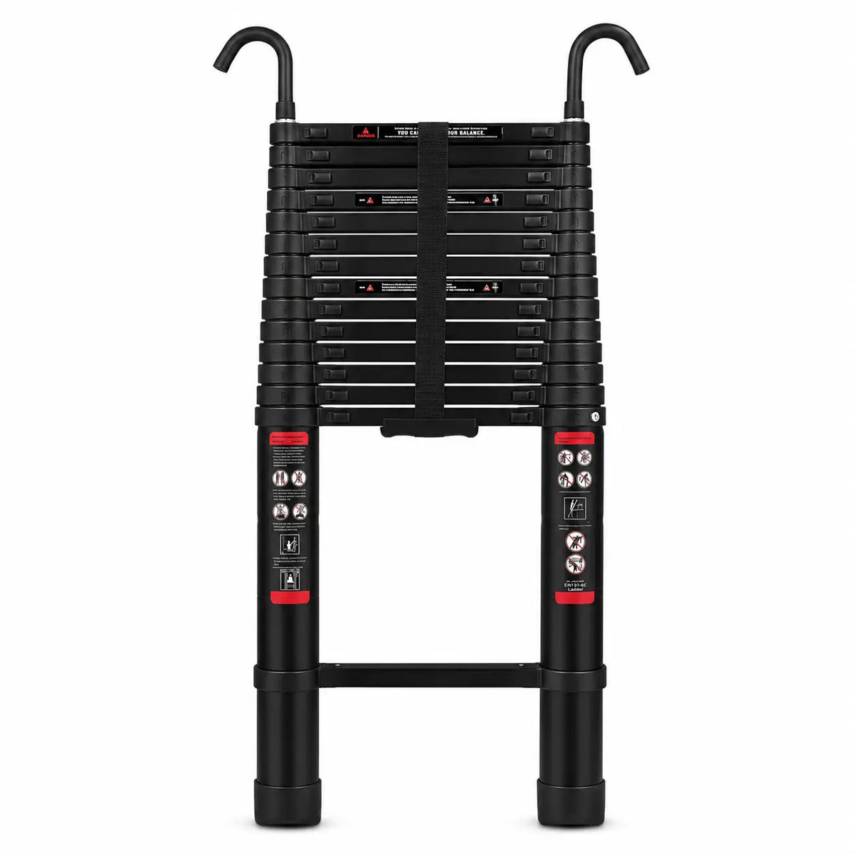 6.2m Pro Telescopic Ladder with Roof Hooks, Black | Expert Ladders