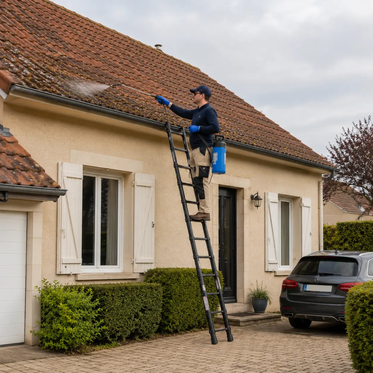 6.2m Pro Telescopic Ladder with Roof Hooks, Black | Expert Ladders