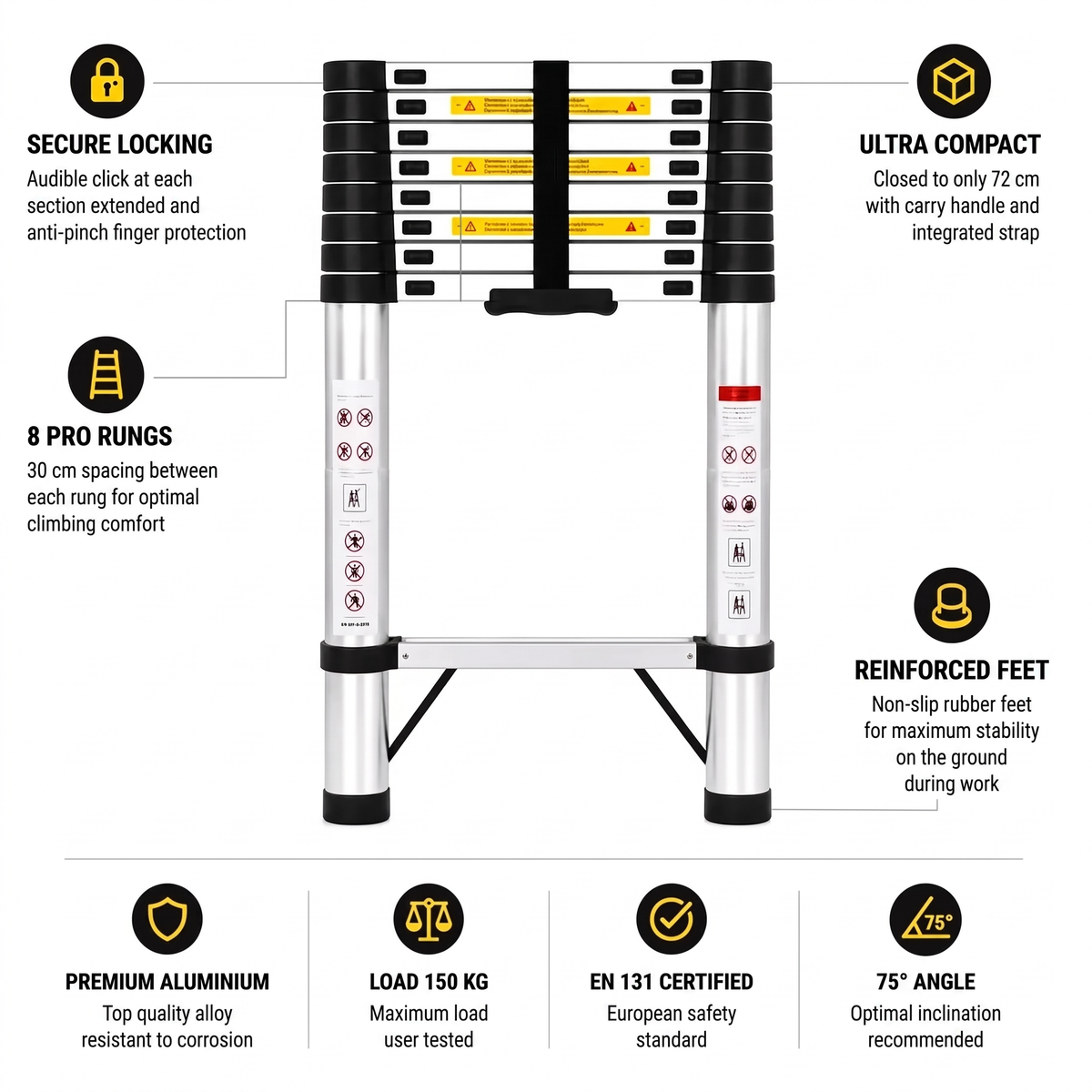 2.6m Pro Telescopic Ladder | Expert Ladders