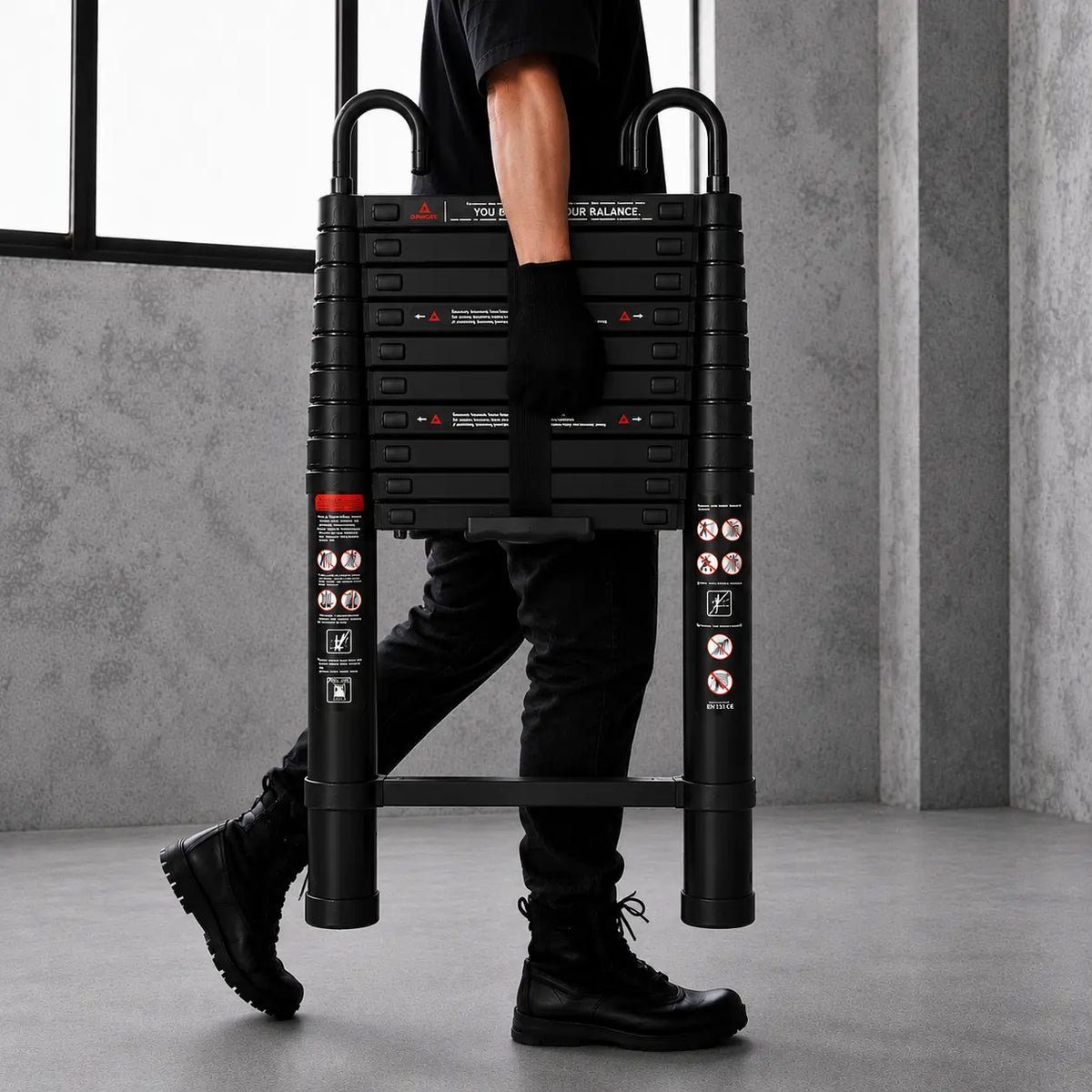 3.2m Pro Telescopic Ladder, Black | Expert Ladders