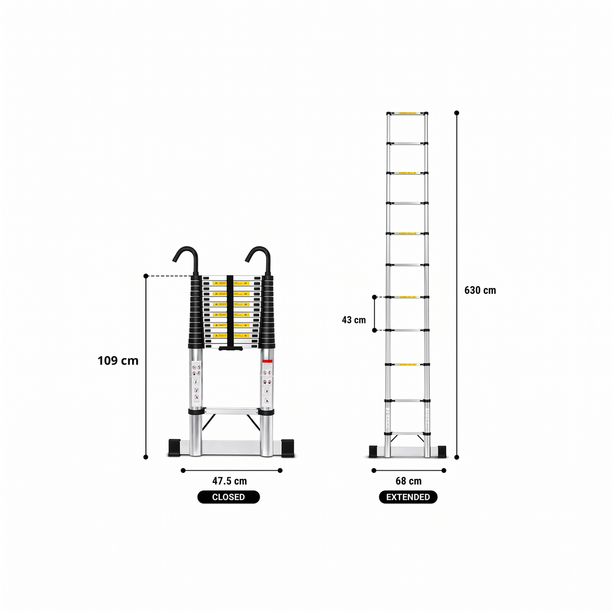 6.2m Pro Telescopic Ladder with Roof Hooks | Expert Ladders